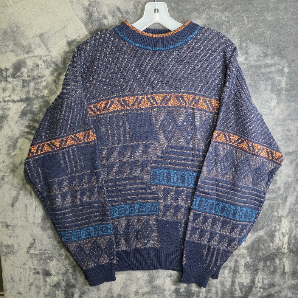 VTG 90s NUOVO New Forces Abstract Geometric Pullover Sweater Sz Lg
